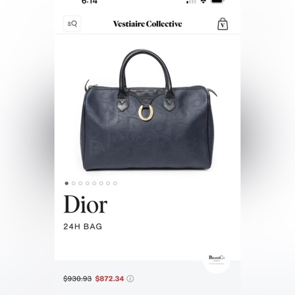 Christian Dior top handle bag. Huge. Vintage. Diorissimo leather and canvas - Picture 2 of 14